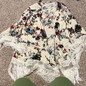 JODIFL Floral Fringe Kimono - Multicolor